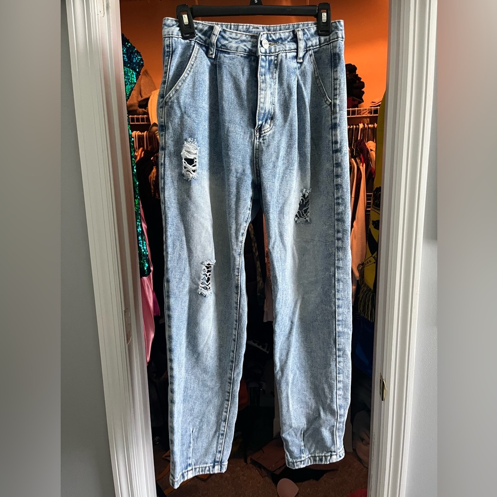 Shein Distressed Light Blue Jeans